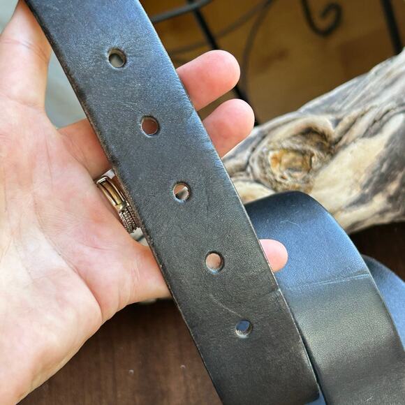 Cherokee genuine Italian leather belt size medium 34 Brass buckle black - Picture 4 of 12